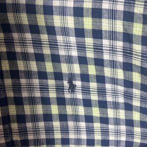 Ralph Lauren Oxford Button Front Shirt Men's XL Plaid Blake